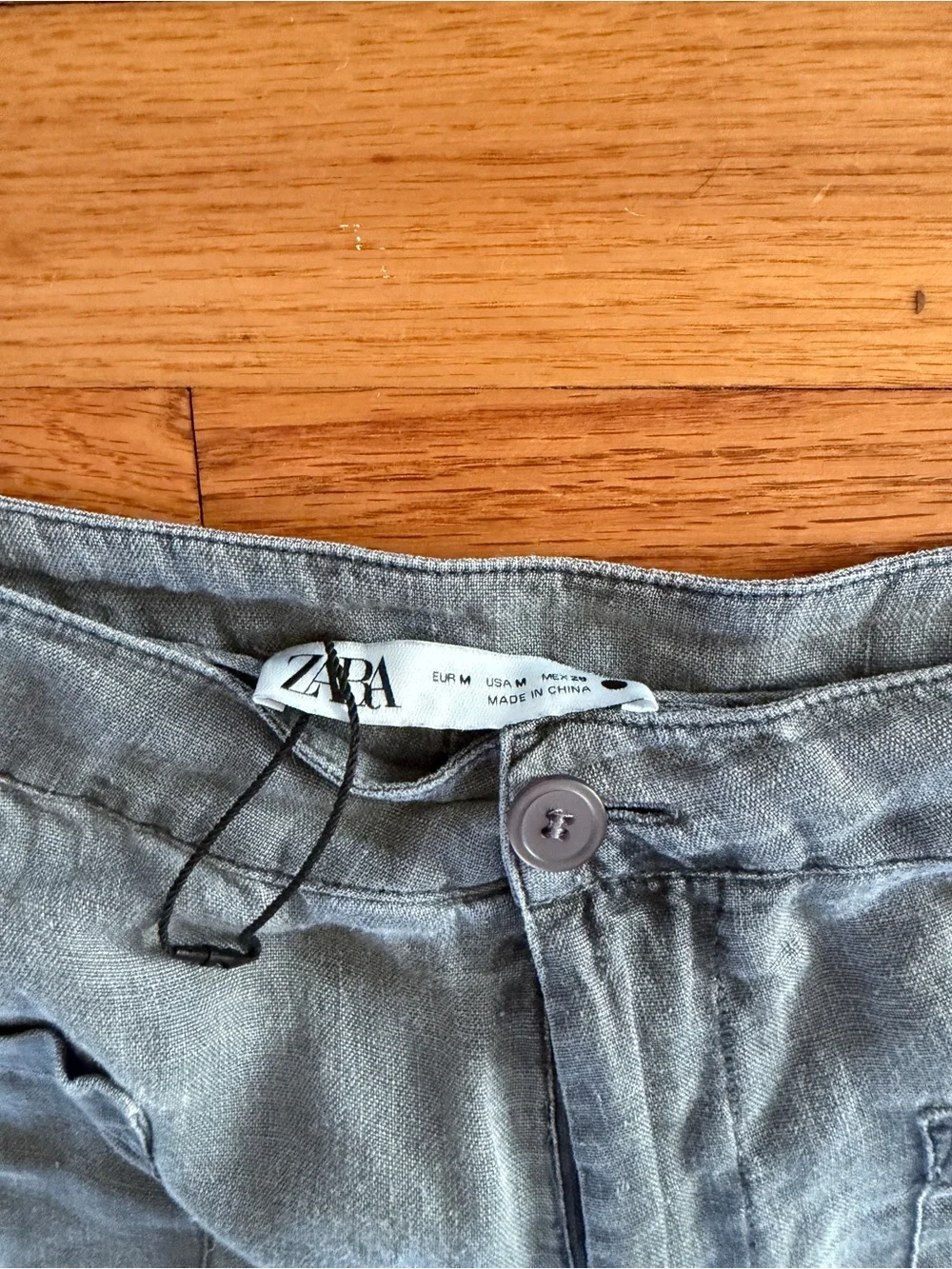 Zara Gray Linen blend pants NWOT Size M